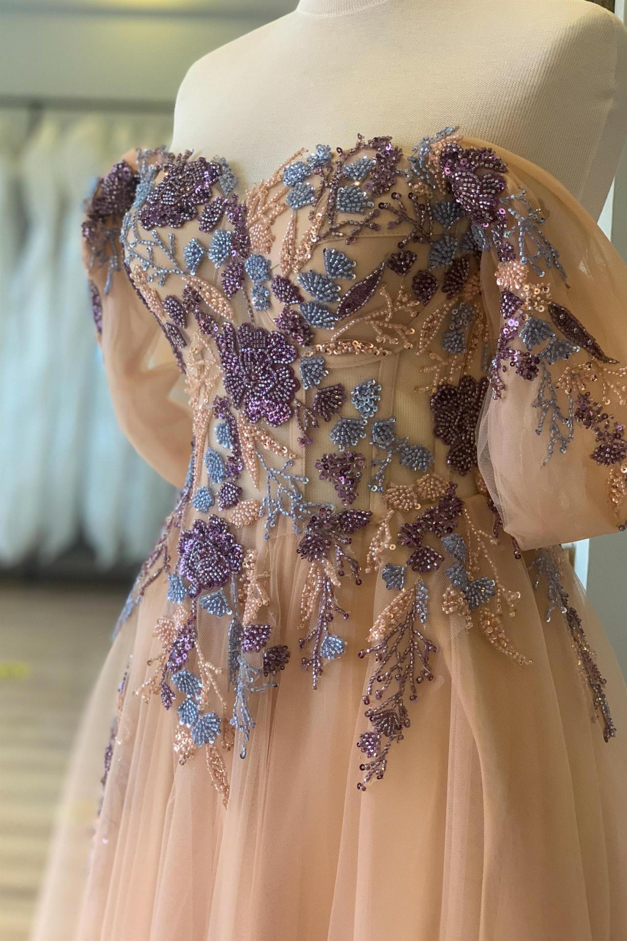 Ivory Prom Dress Embroidered Corset Tulle Ball Gown Masquerade Dress Maxi  Beige Bridgerton Wedding D on Luulla